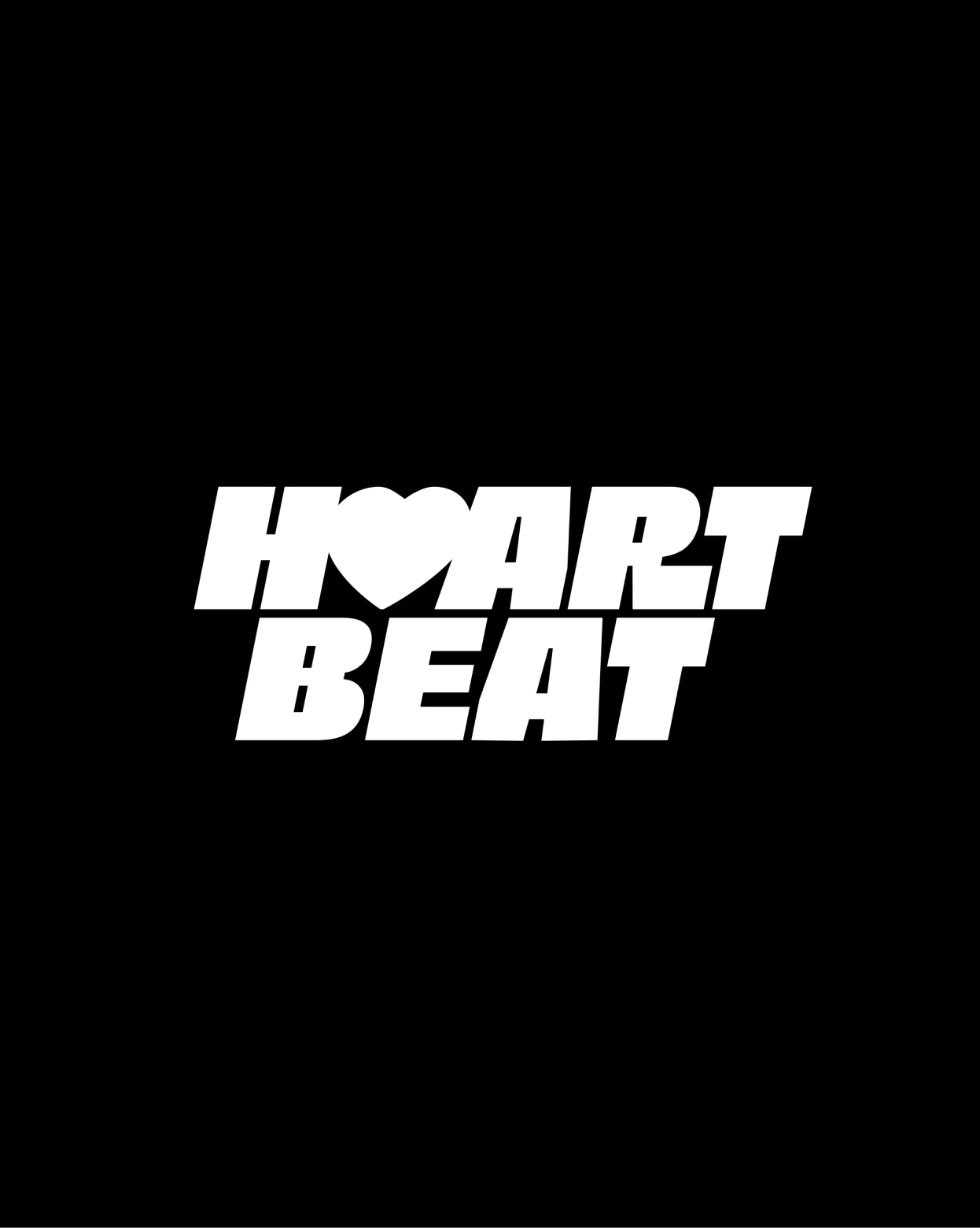 Heartbeat logo in bold white letters on black, with a heart in place of the E
